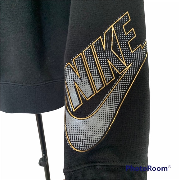 Nike Gold Center Logo w/ Swoosh Crew Neck Sweatshirt w/ Left Sleeve Logo Size L - Picture 4 of 11